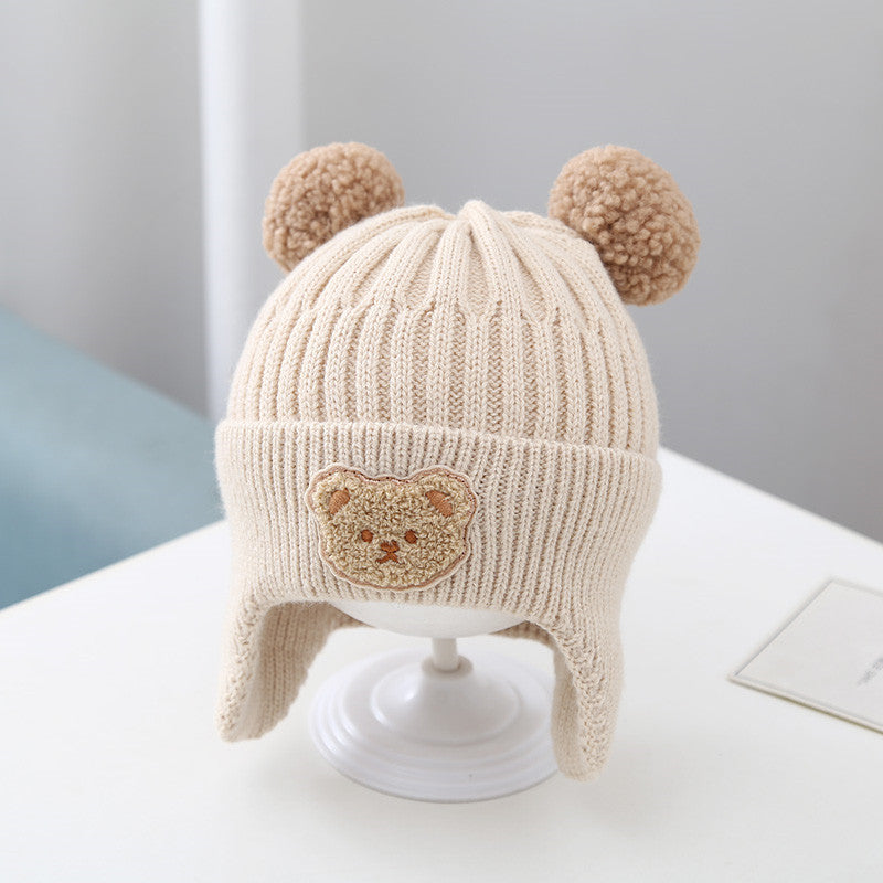 Baby Bear Knitted Hat with Warm Earflaps
