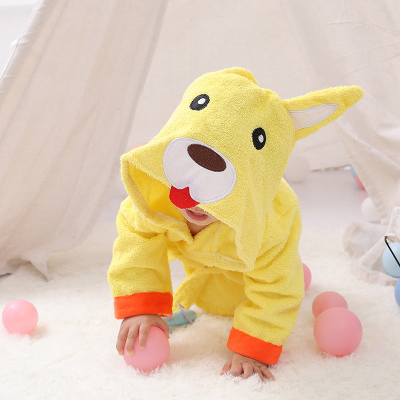 Cartoon Animal Baby Hooded Bathrobe – Soft Cotton Towel