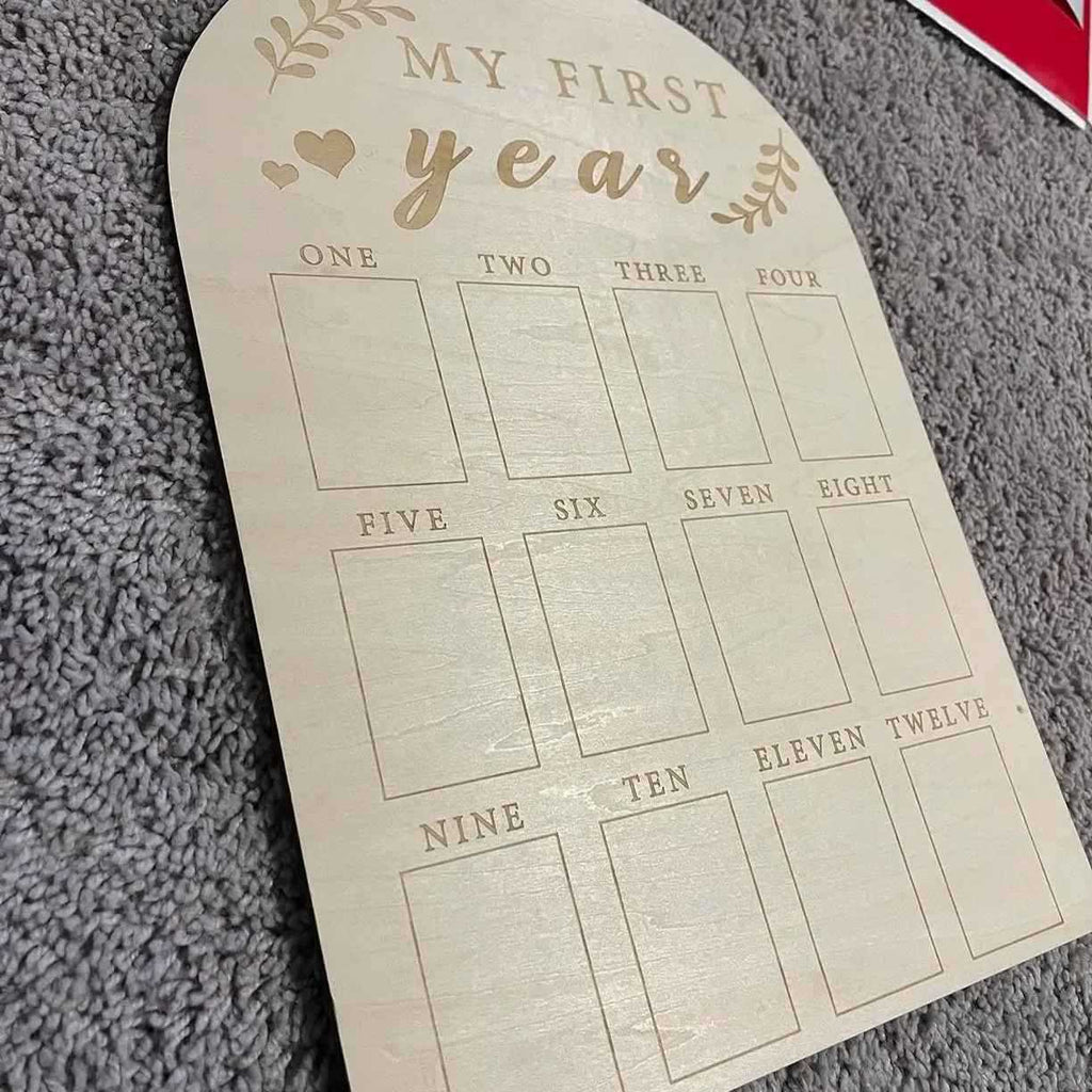 Newborn First Year Milestone Wooden Photo Frame