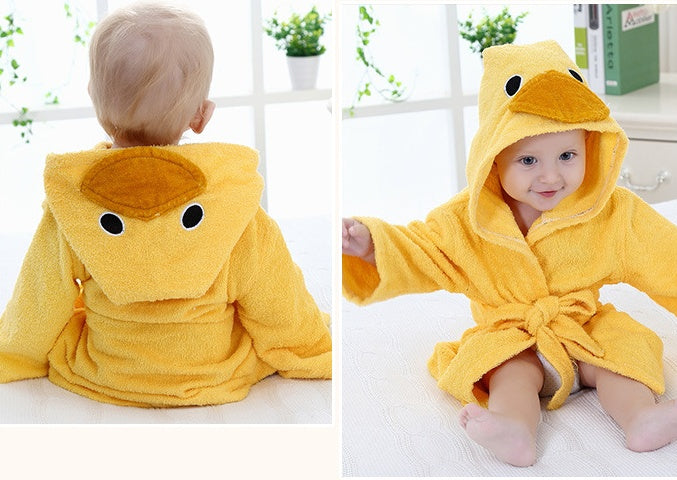Cartoon Animal Baby Hooded Bathrobe – Soft Cotton Towel