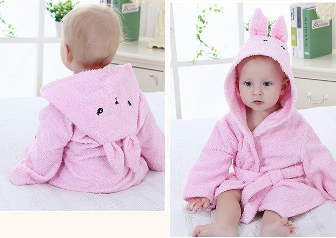 Cartoon Animal Baby Hooded Bathrobe – Soft Cotton Towel