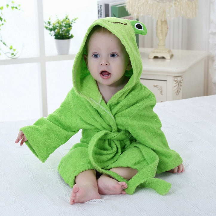 Cartoon Animal Baby Hooded Bathrobe – Soft Cotton Towel