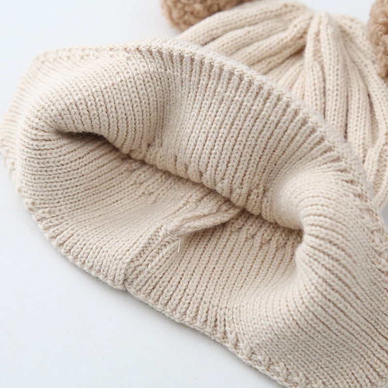 Baby Bear Knitted Hat with Warm Earflaps