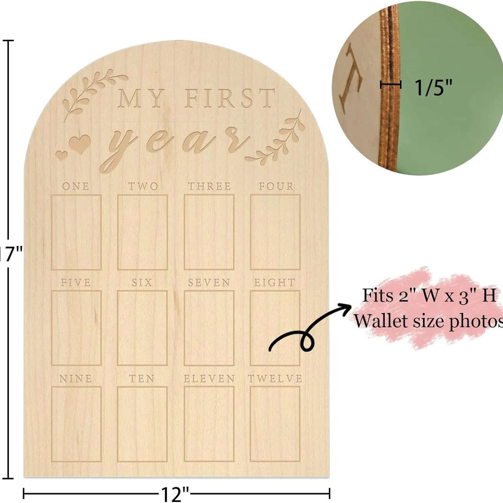 Newborn First Year Milestone Wooden Photo Frame