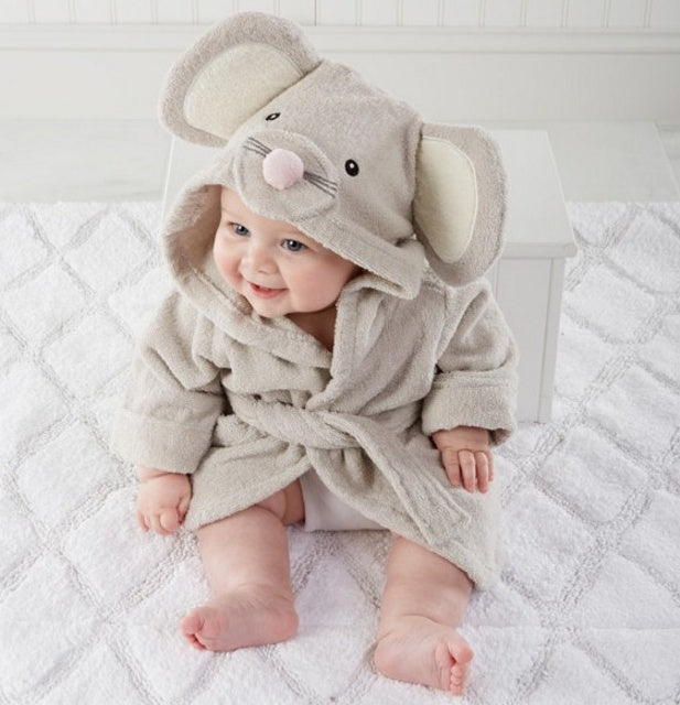 Cartoon Animal Baby Hooded Bathrobe – Soft Cotton Towel