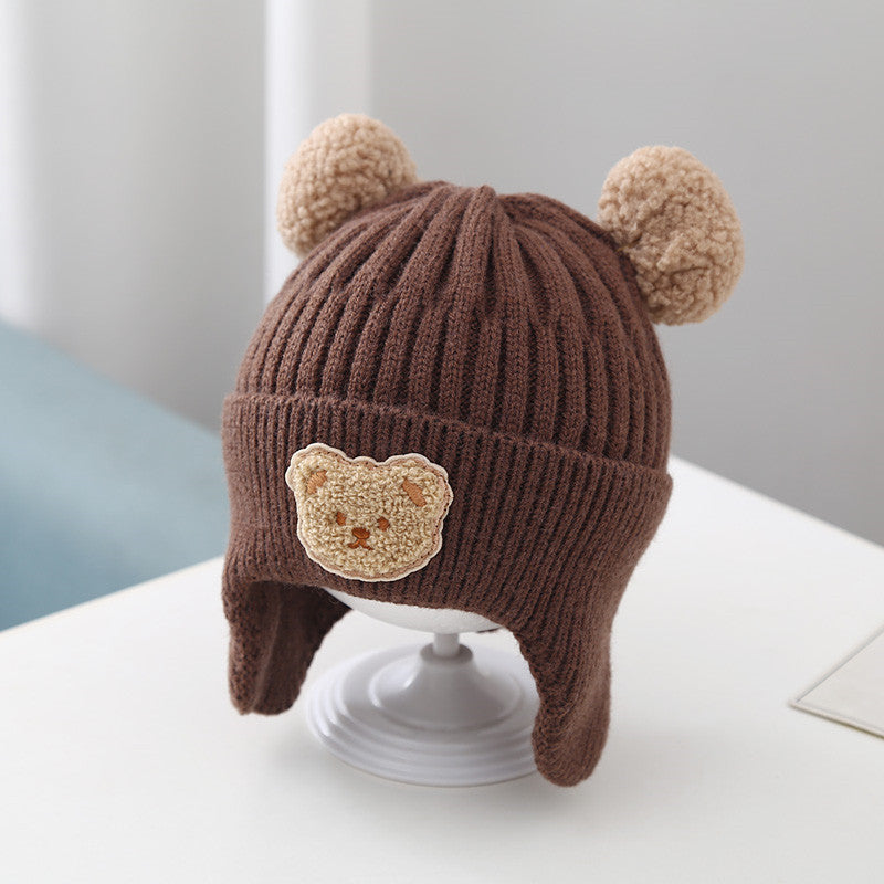 Baby Bear Knitted Hat with Warm Earflaps