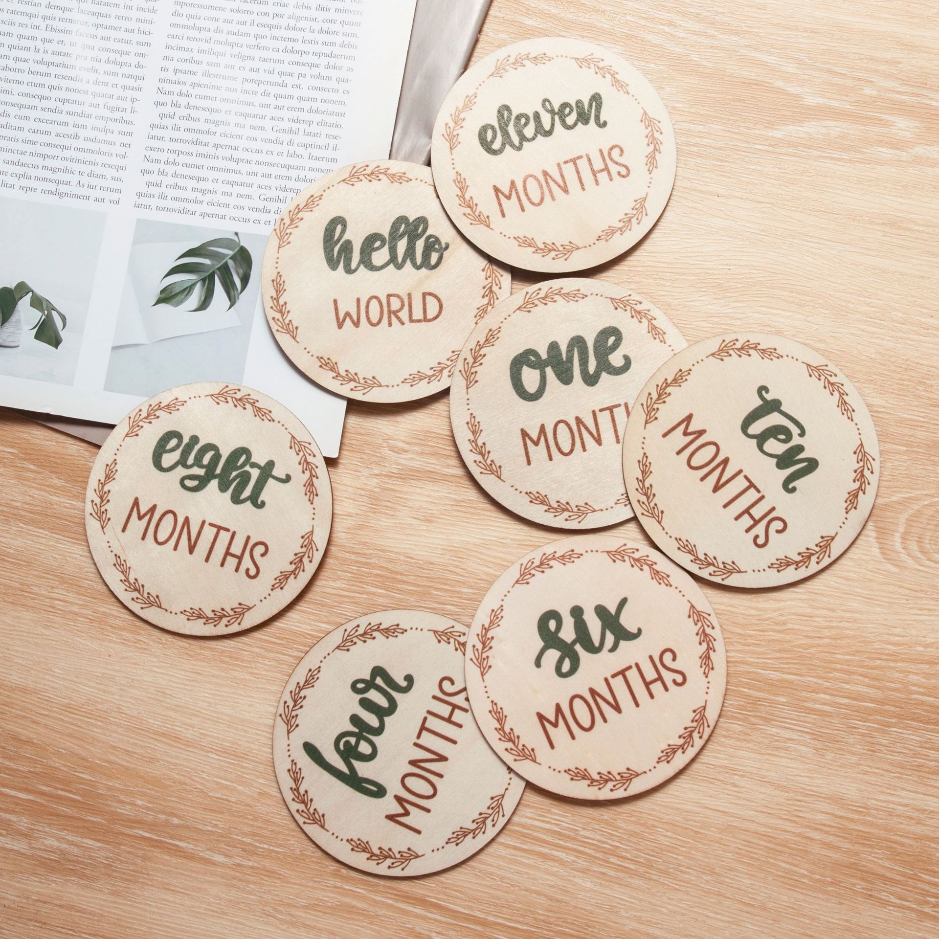 Baby Monthly Milestone Wooden Board – Keepsake Photo Prop