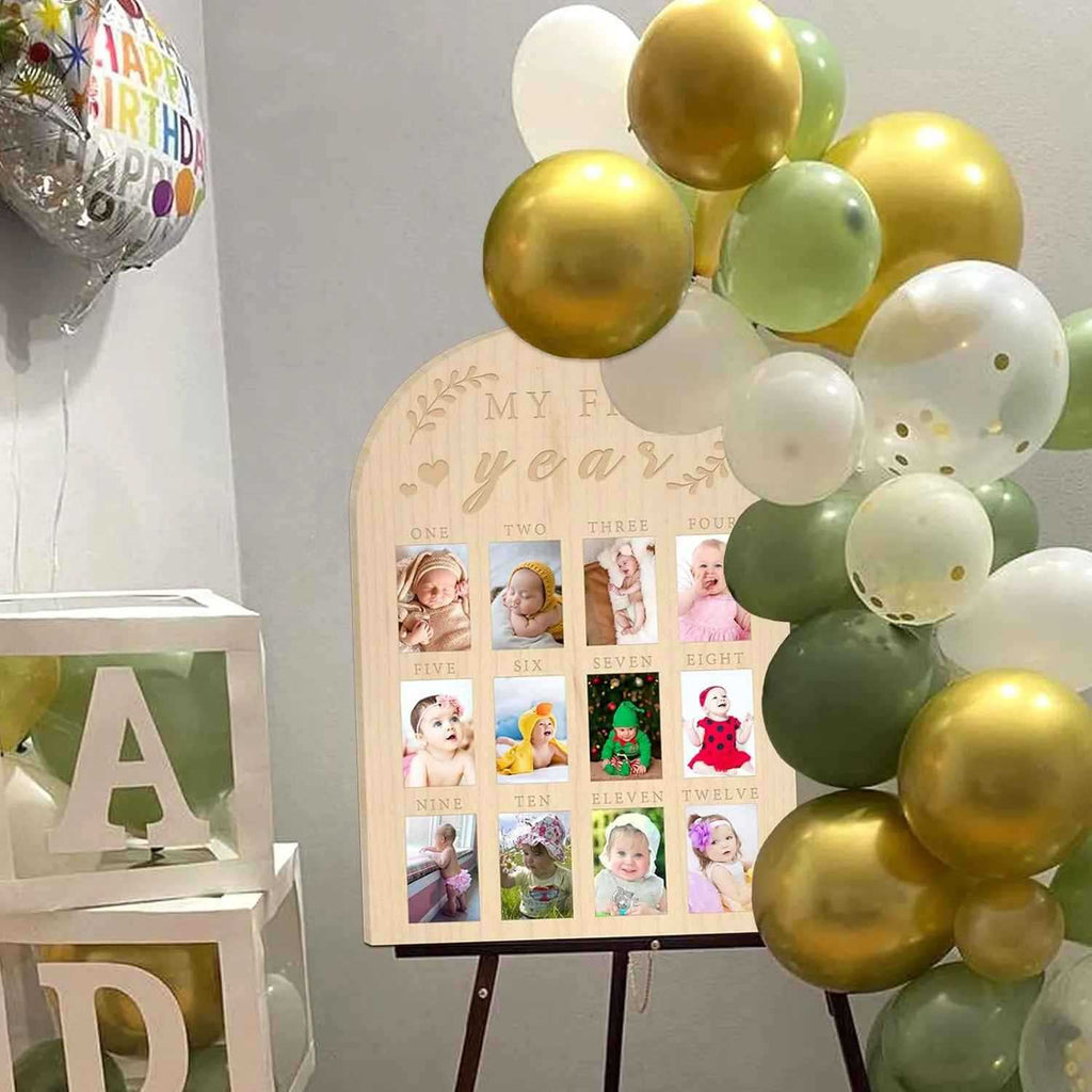 Newborn First Year Milestone Wooden Photo Frame