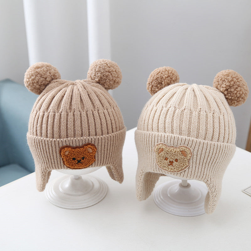 Baby Bear Knitted Hat with Warm Earflaps