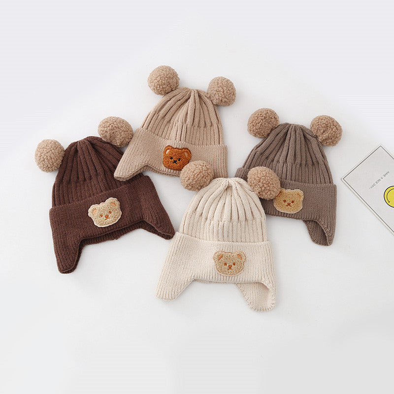 Baby Bear Knitted Hat with Warm Earflaps