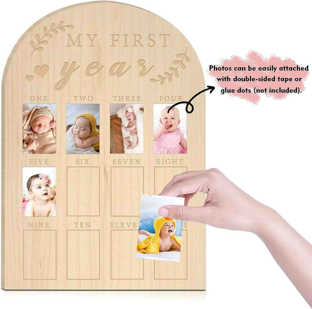 Newborn First Year Milestone Wooden Photo Frame